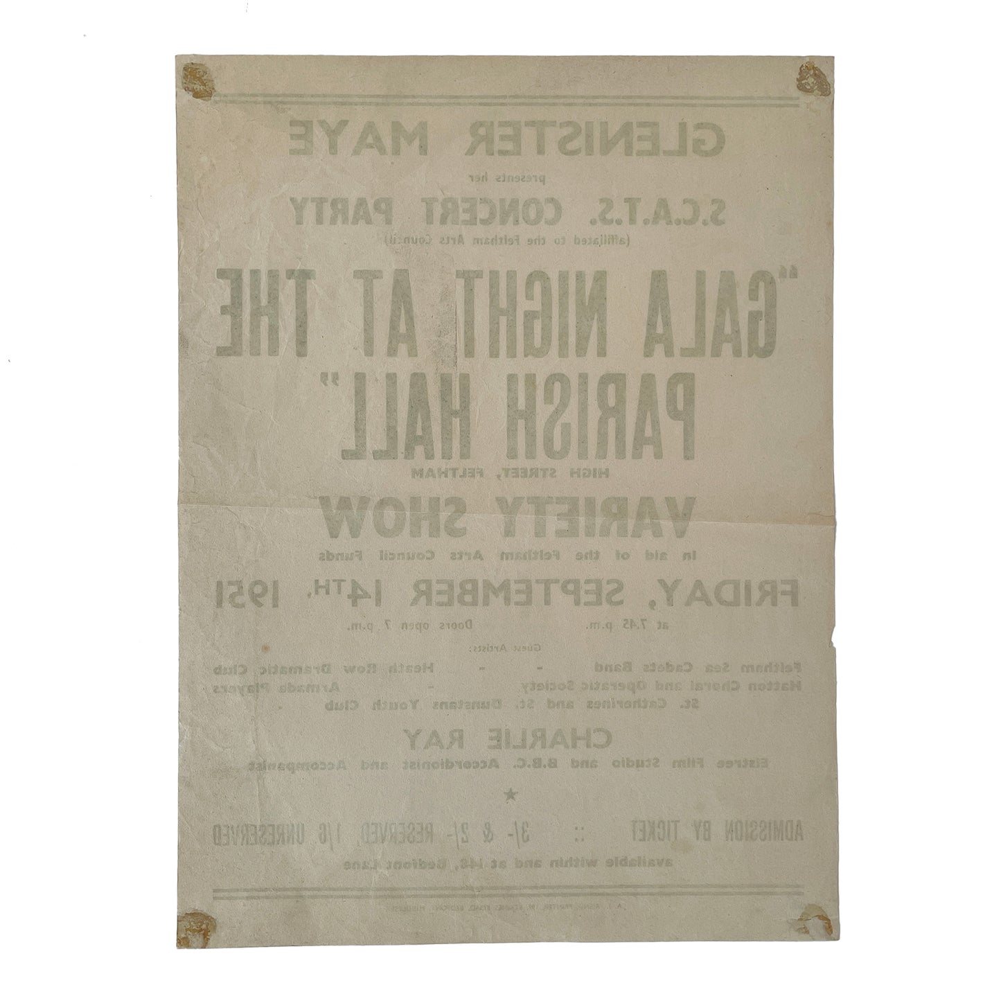 1951 Original Letterpress Printed Poster – A Gal Night at the