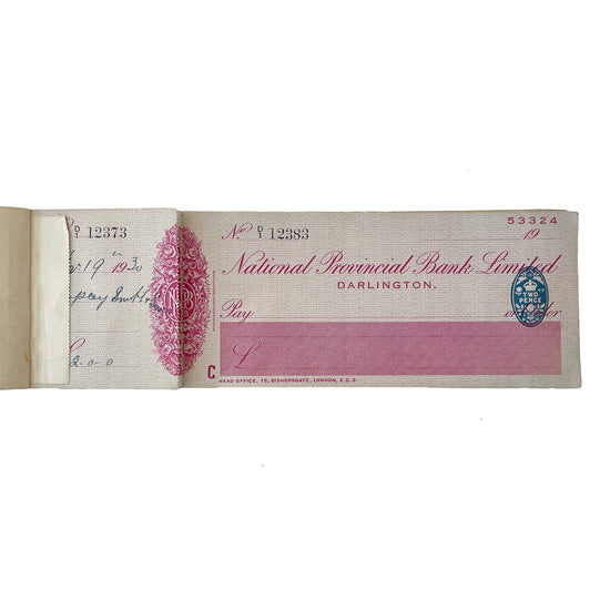 1930s National Provincial Bank LTD Cheque Book