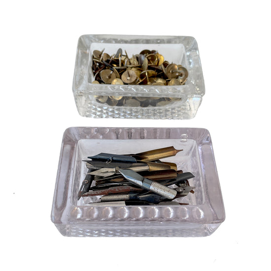 Pair of Early 20th Century Glass Desk Tidies