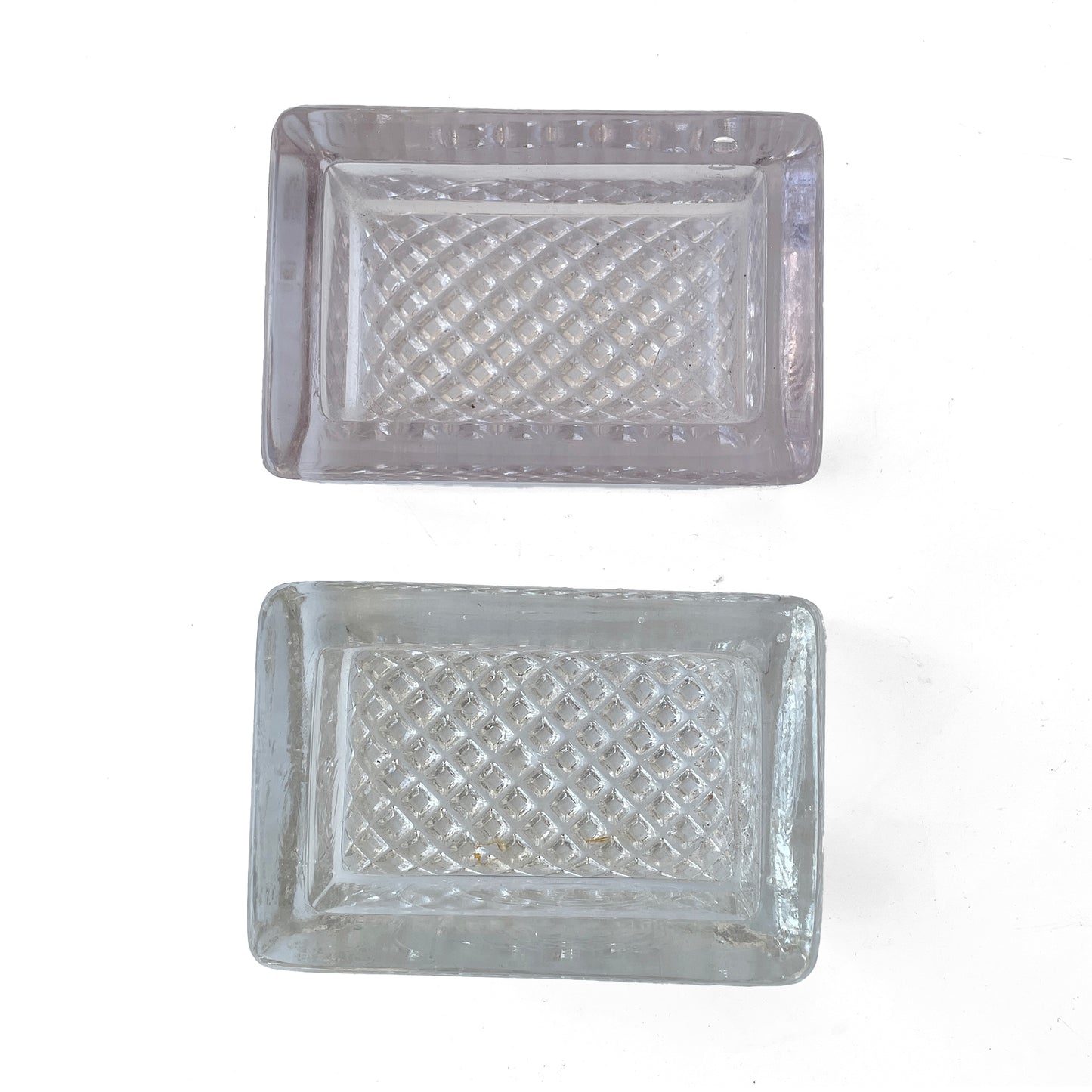 Pair of Early 20th Century Glass Desk Tidies