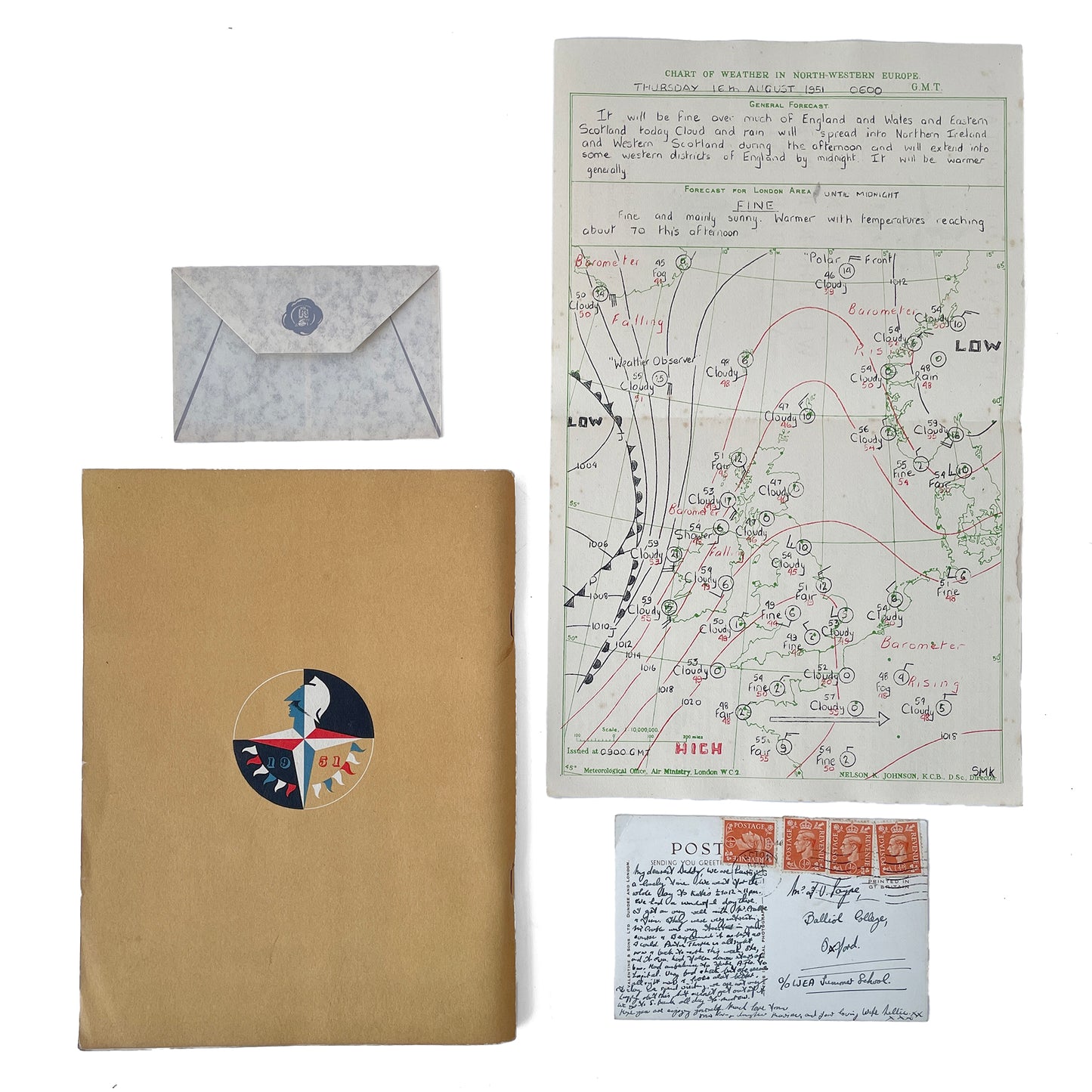 1951 Festival of Britain Guide with Postcards & Weather Report