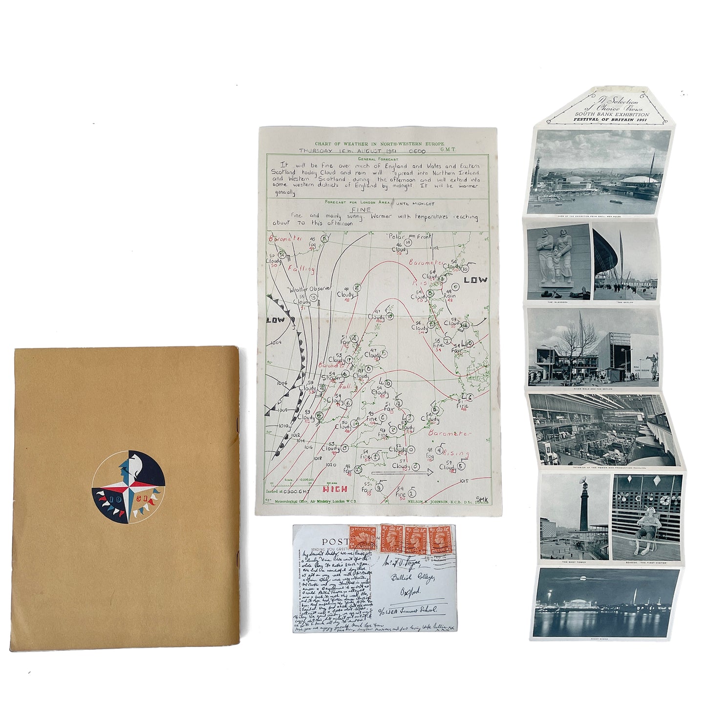 1951 Festival of Britain Guide with Postcards & Weather Report