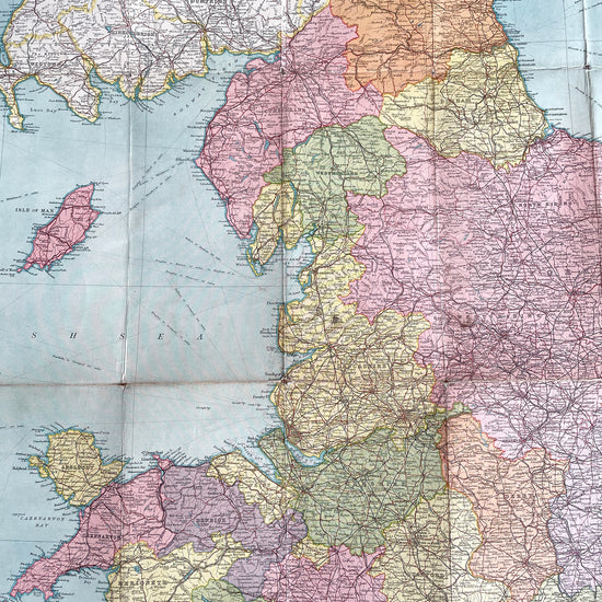 Early 20th Century Bartholomew’s General Map of England & Wales