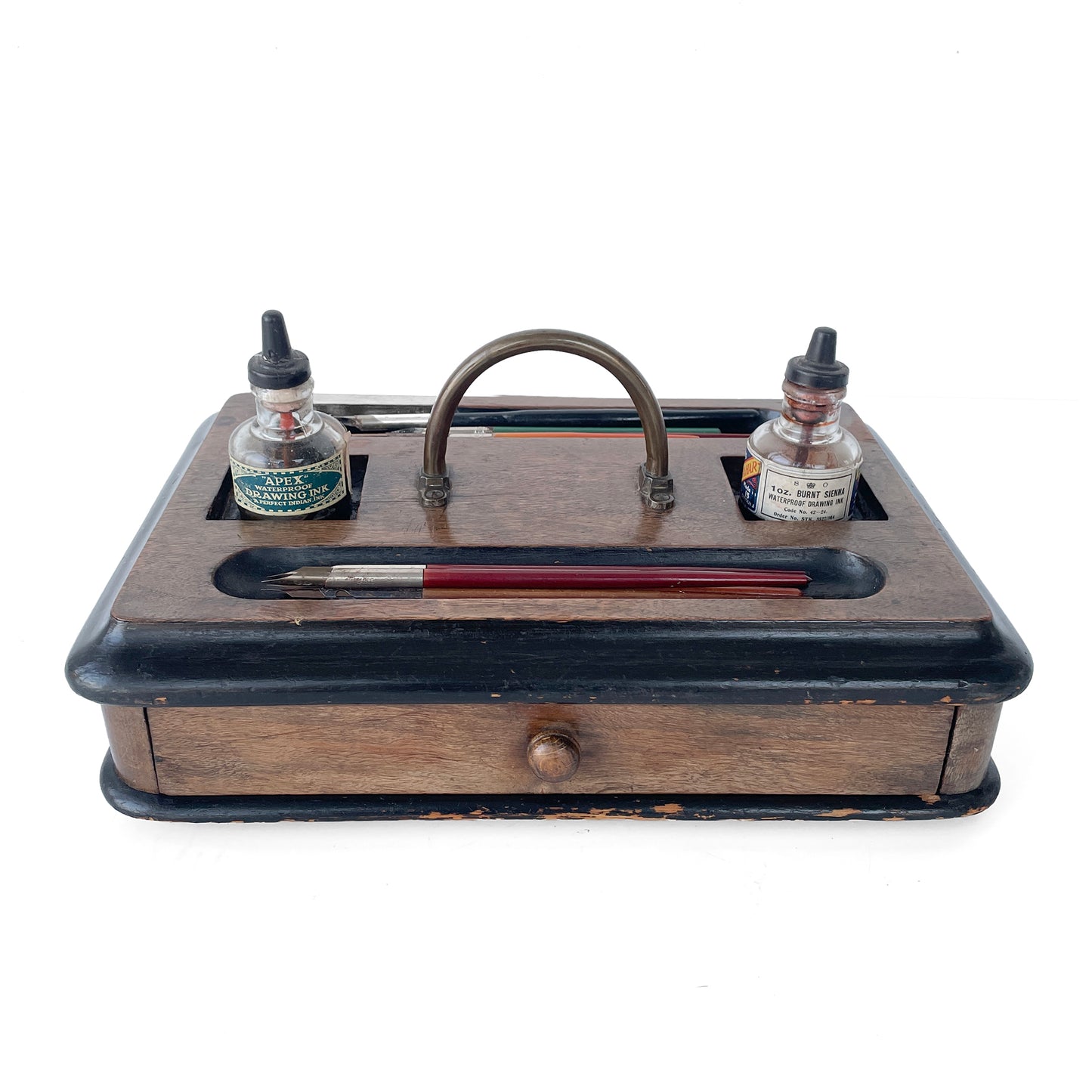 Early 20th Century Oak & Brass Inkstand