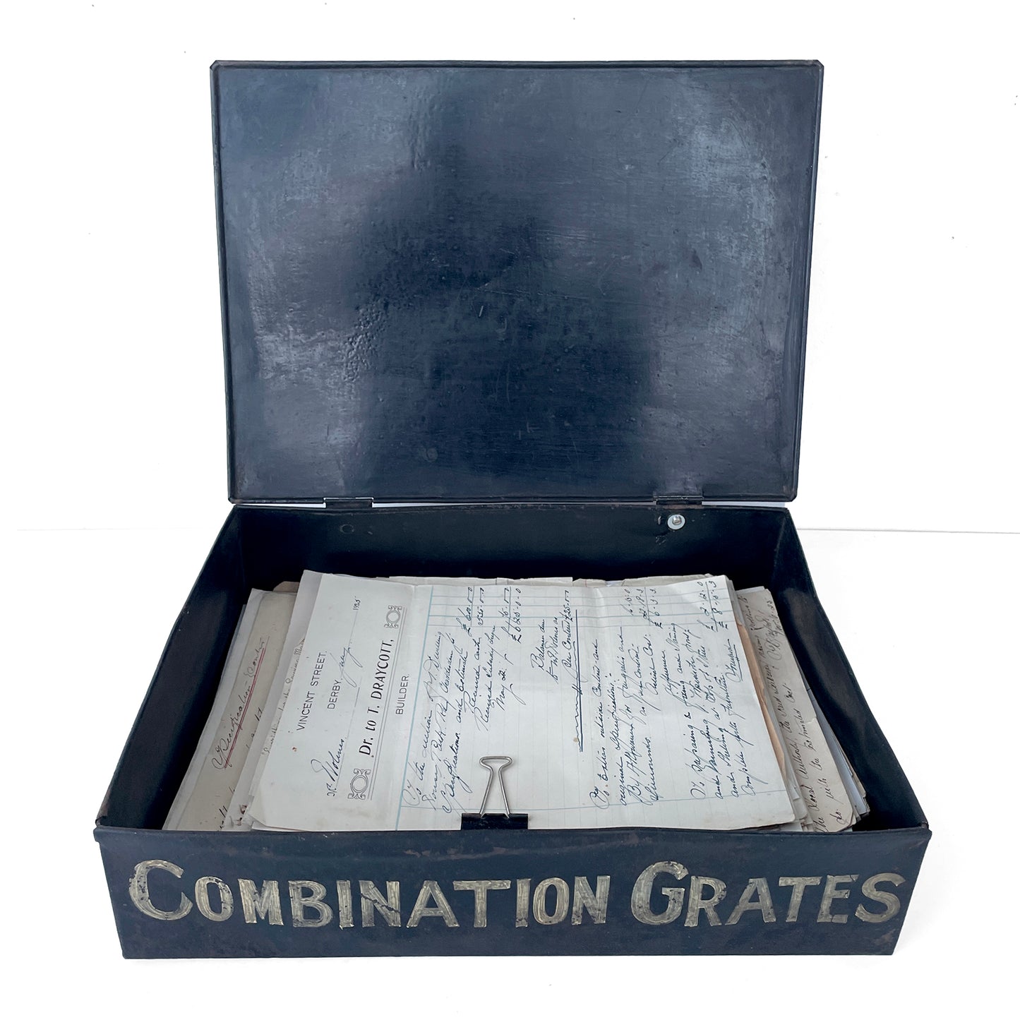 1940s Metal Filing Box – Combination Grates
