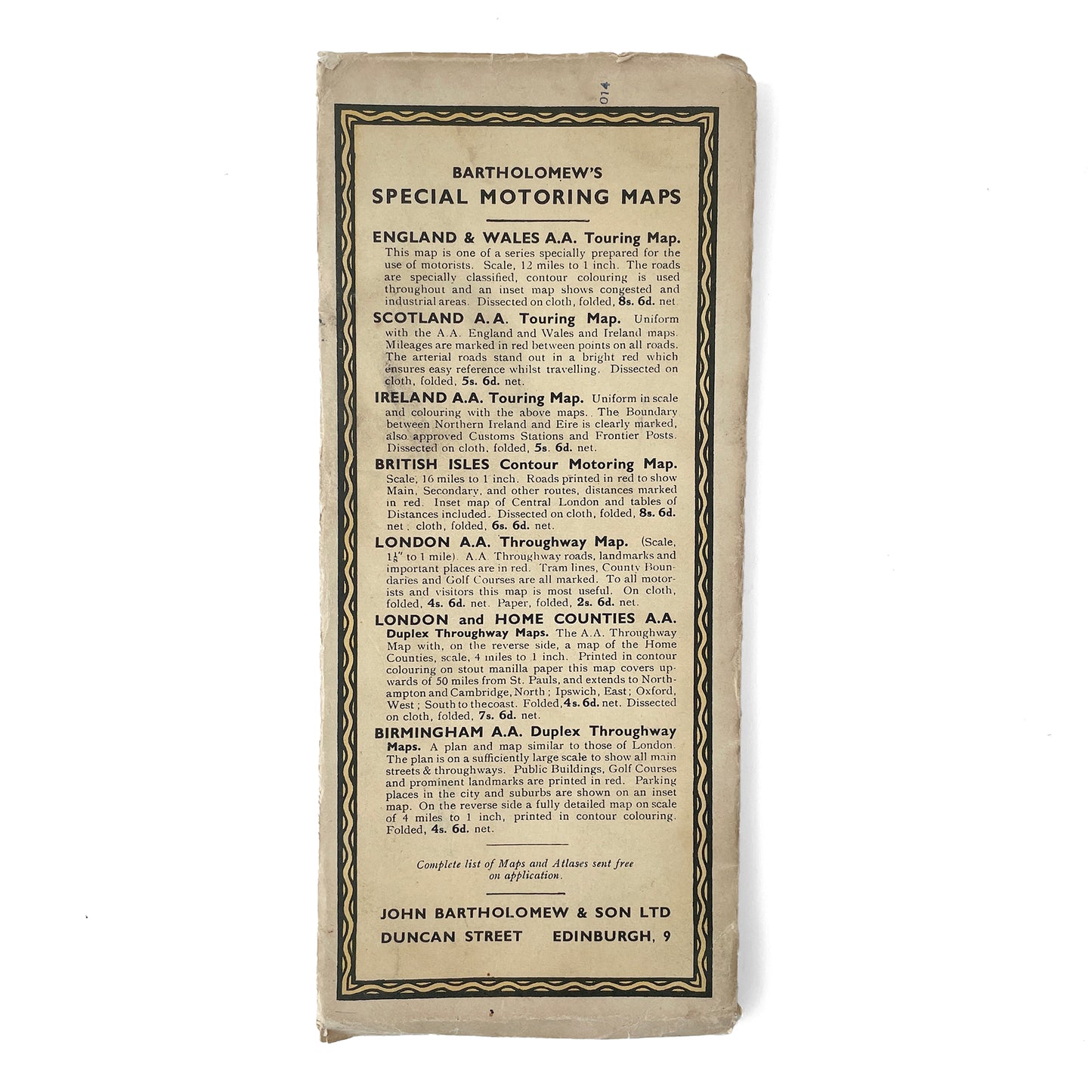 1930s Bartholomew’s Map of Birmingham - Leicester