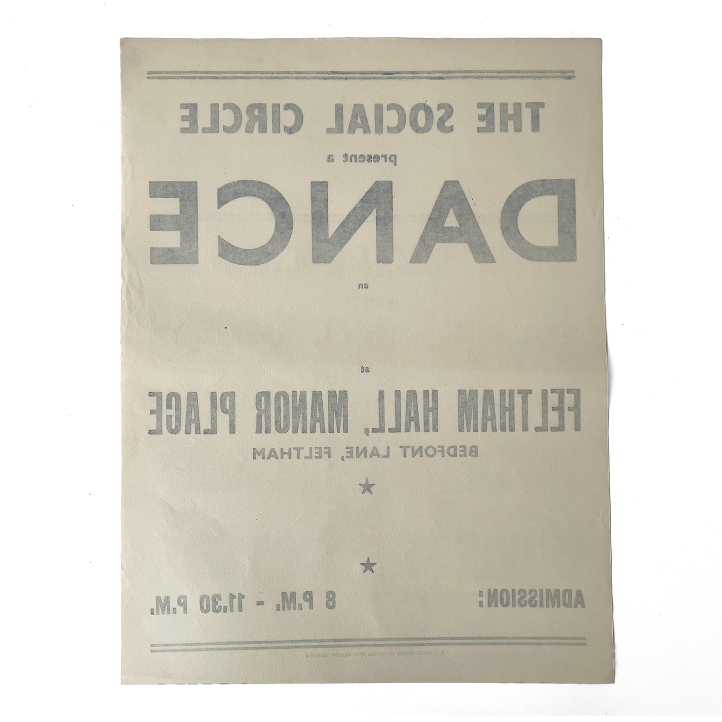 1950s Original Letterpress Printed Poster – Dance – The Social Circle