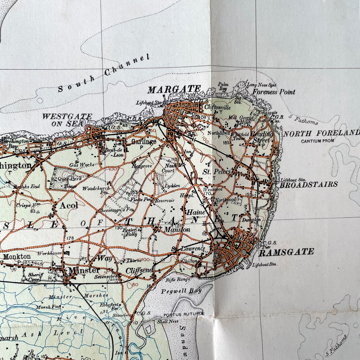 1914 Ordnance Survey Map of Chatham, Margate & Hastings