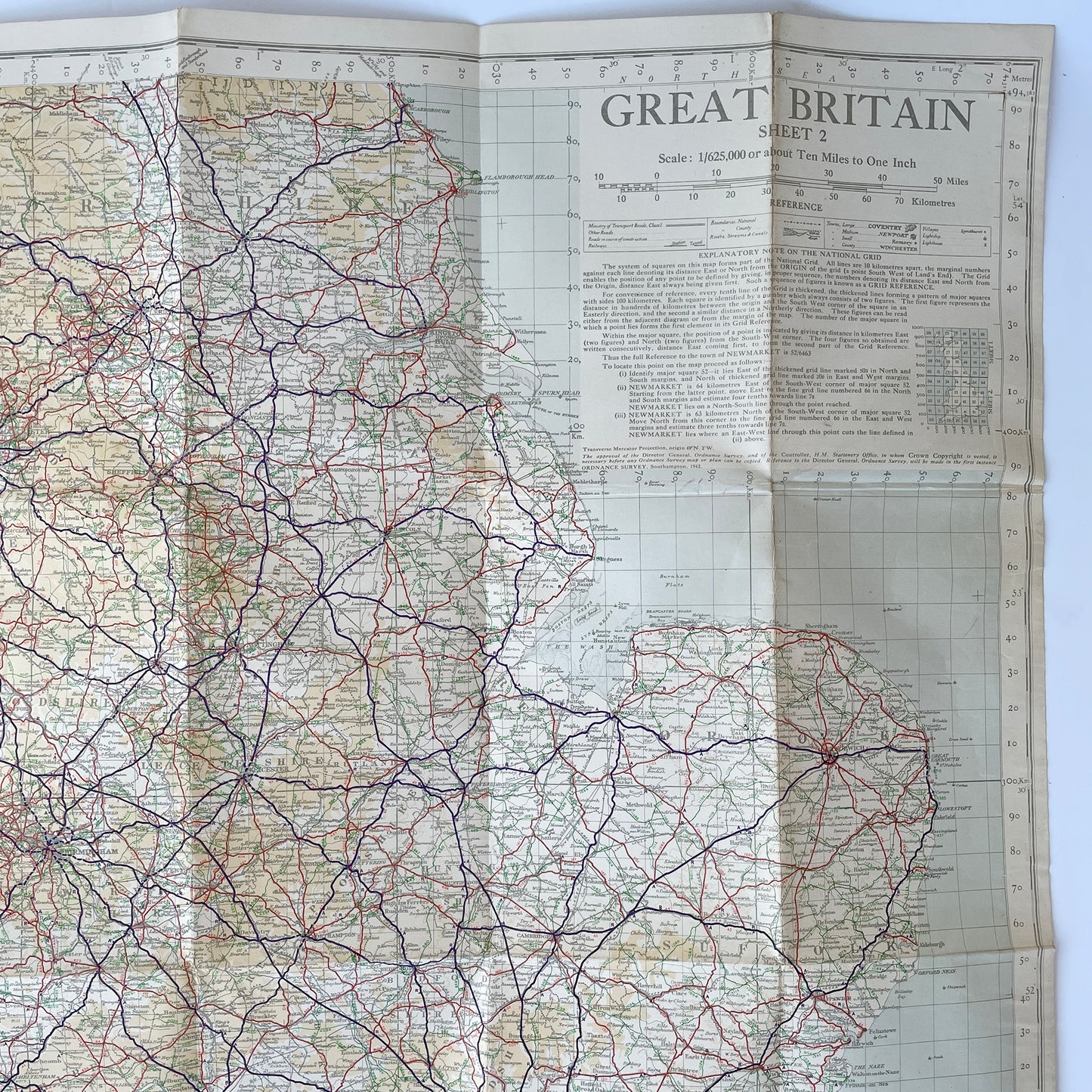 1946 Ordnance Survey Road Map of Great Britain – Sheet 2 (Southern Section)