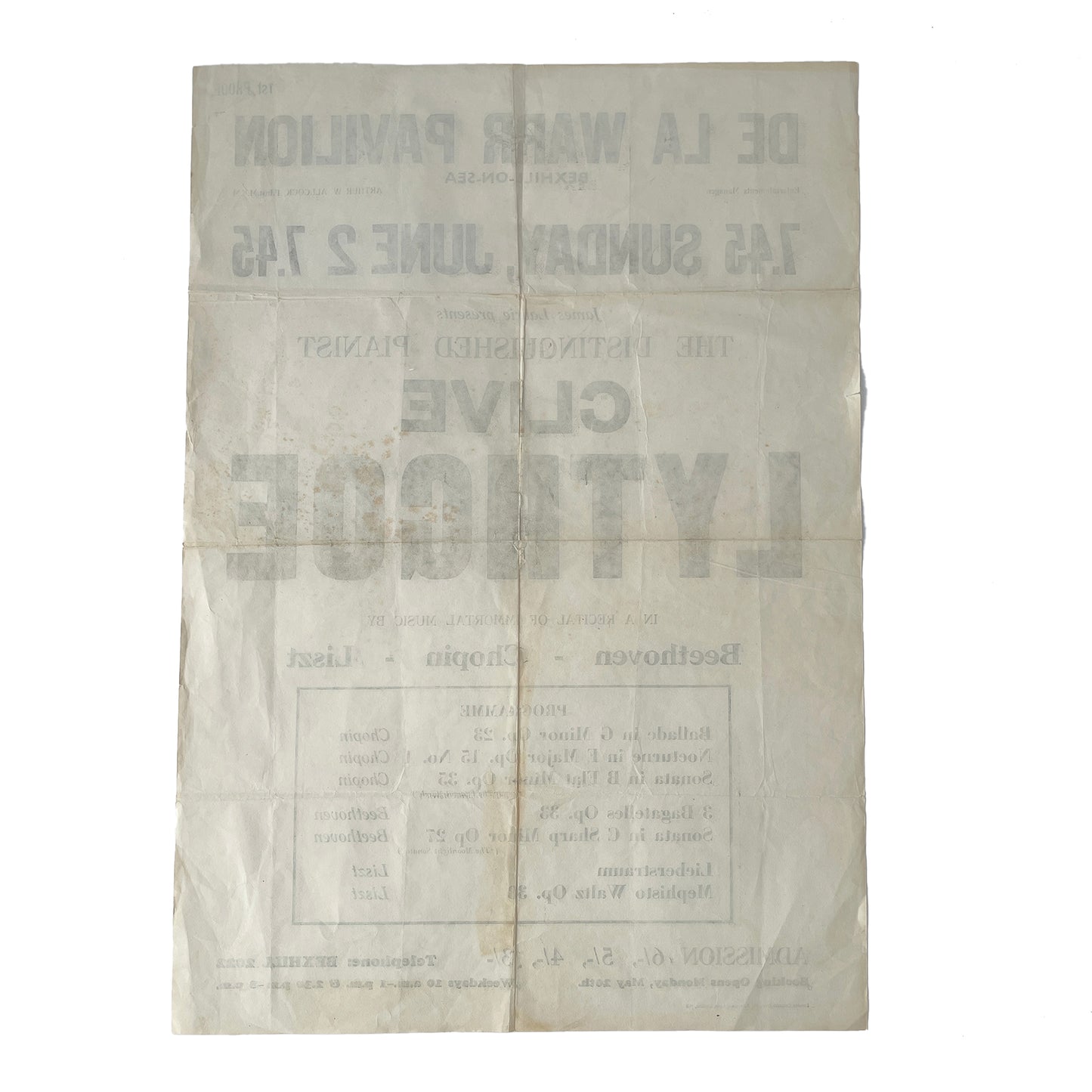 Original Letterpress Printed Poster – Clive Lythgoe Circa 1960s