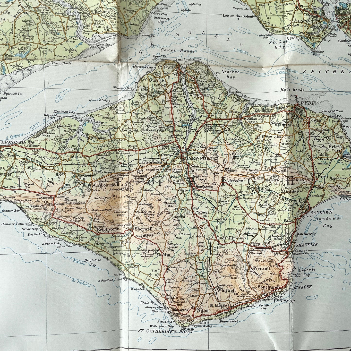 1925 Ordnance Survey Map of Southampton, Portsmouth and the Isle of Wight