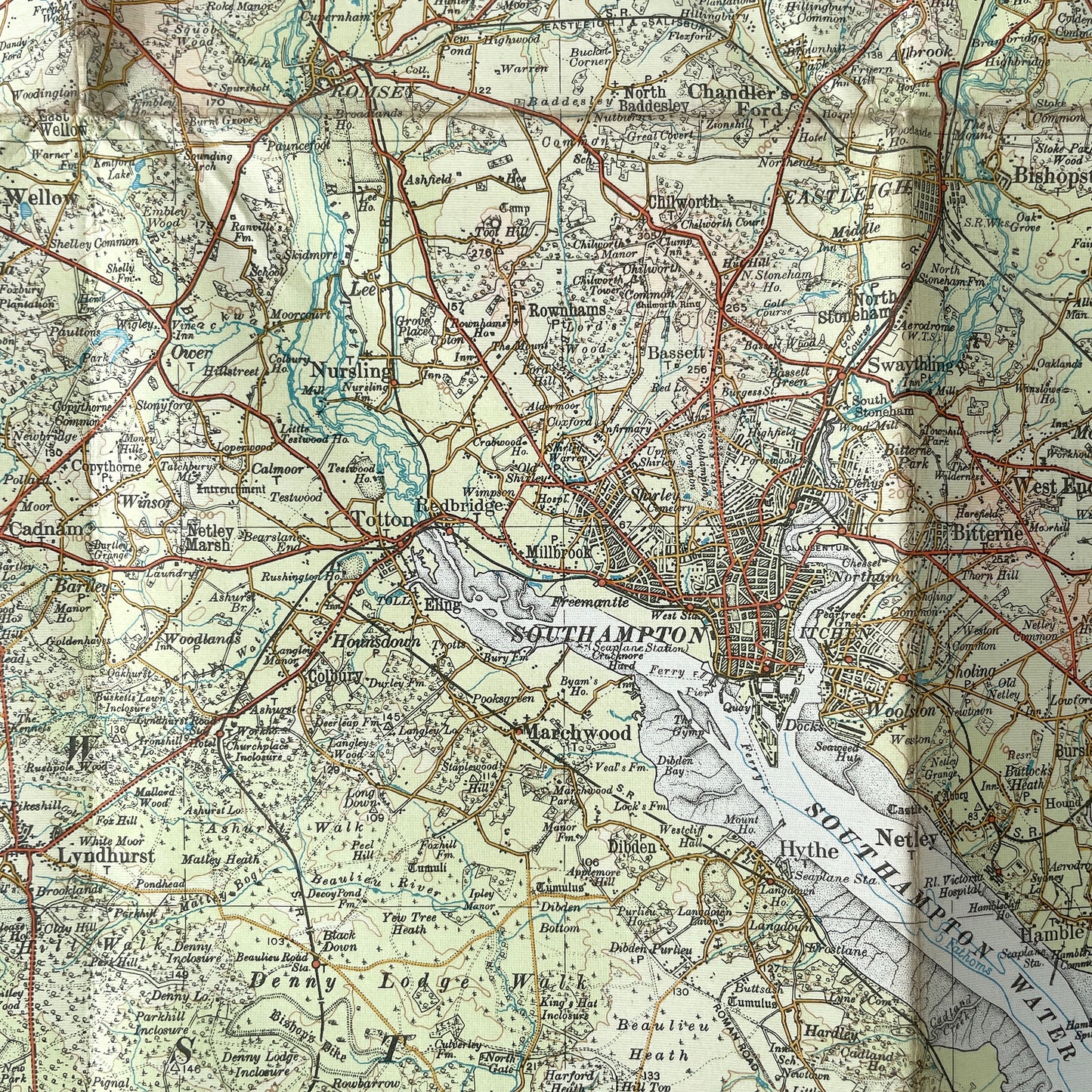 1925 Ordnance Survey Map of Southampton, Portsmouth and the Isle of Wight