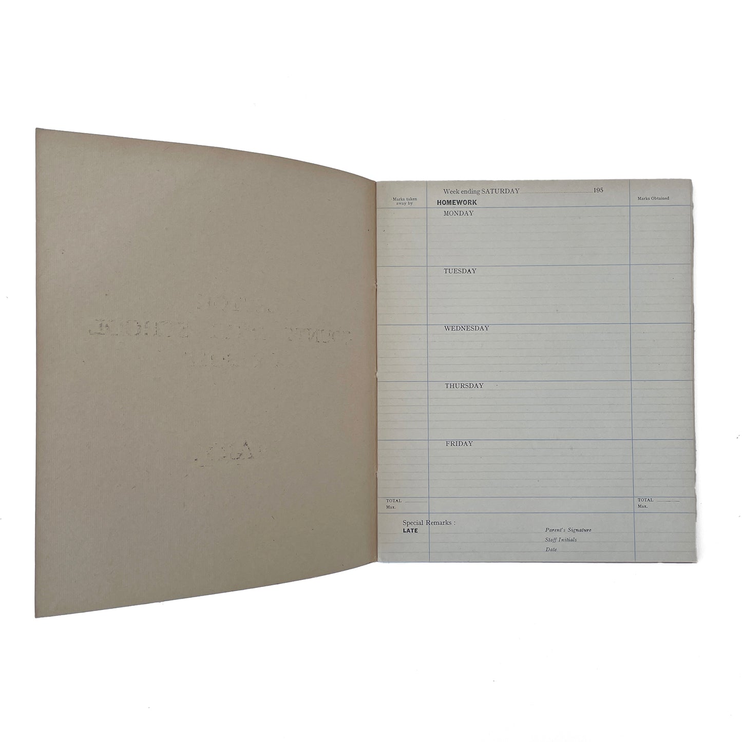 1950s School Homework Diary