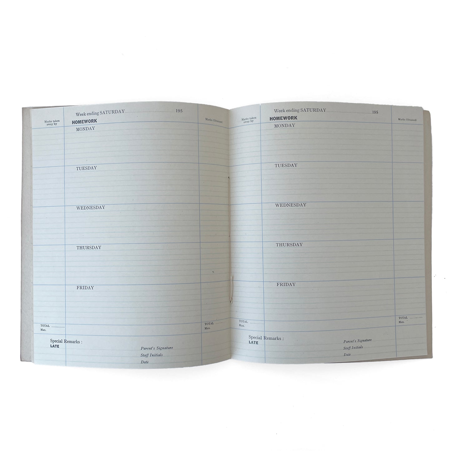 1950s School Homework Diary