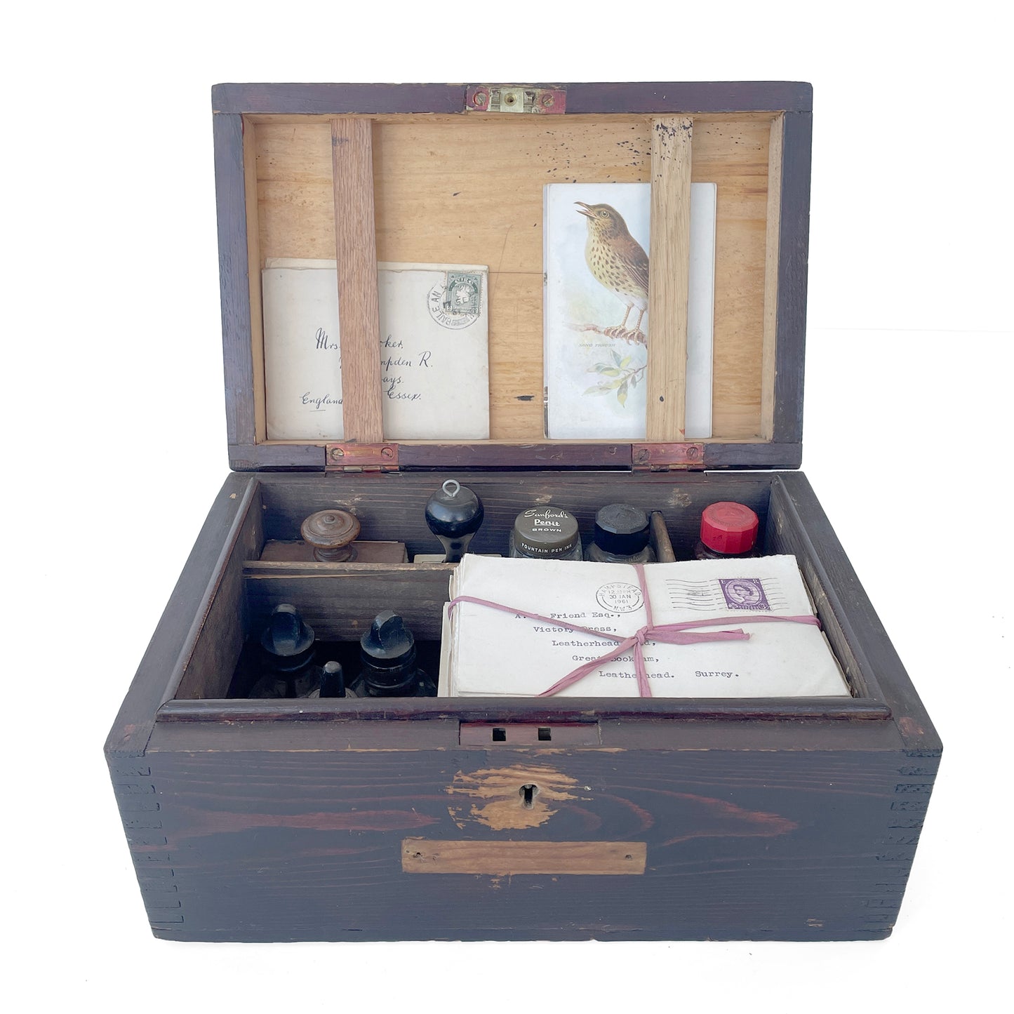 Early 20th Century Solid Pine Desktop Storage Box