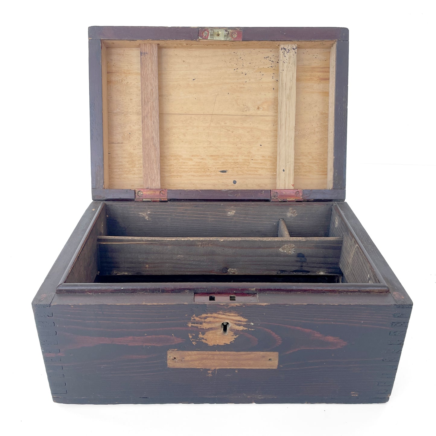 Early 20th Century Solid Pine Desktop Storage Box