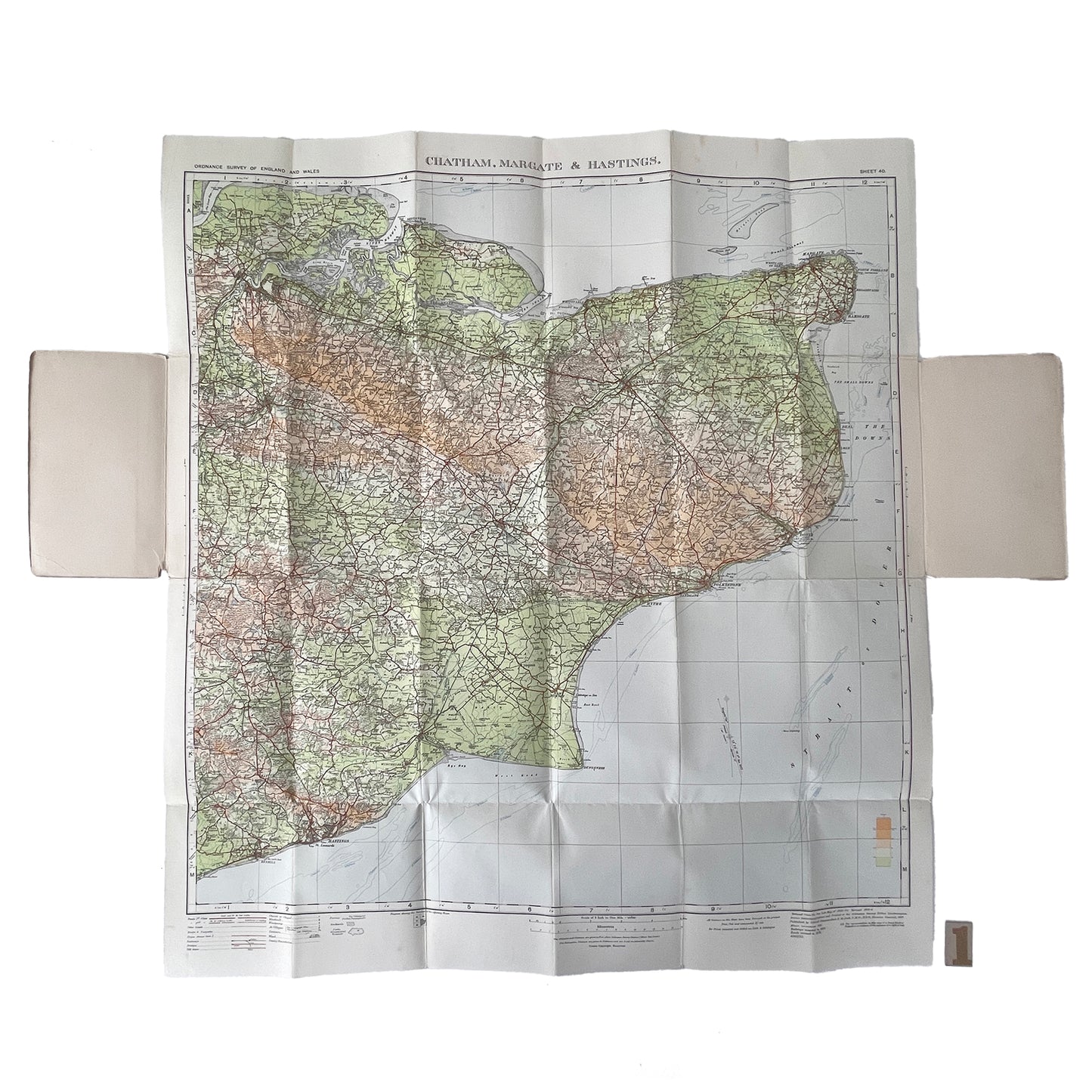 1932 Ordnance Survey Map of Chatham, Margate and Hastings - Option 1