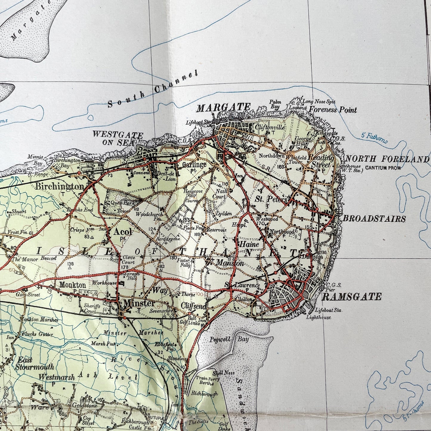 1932 Ordnance Survey Map of Chatham, Margate and Hastings - Option 1