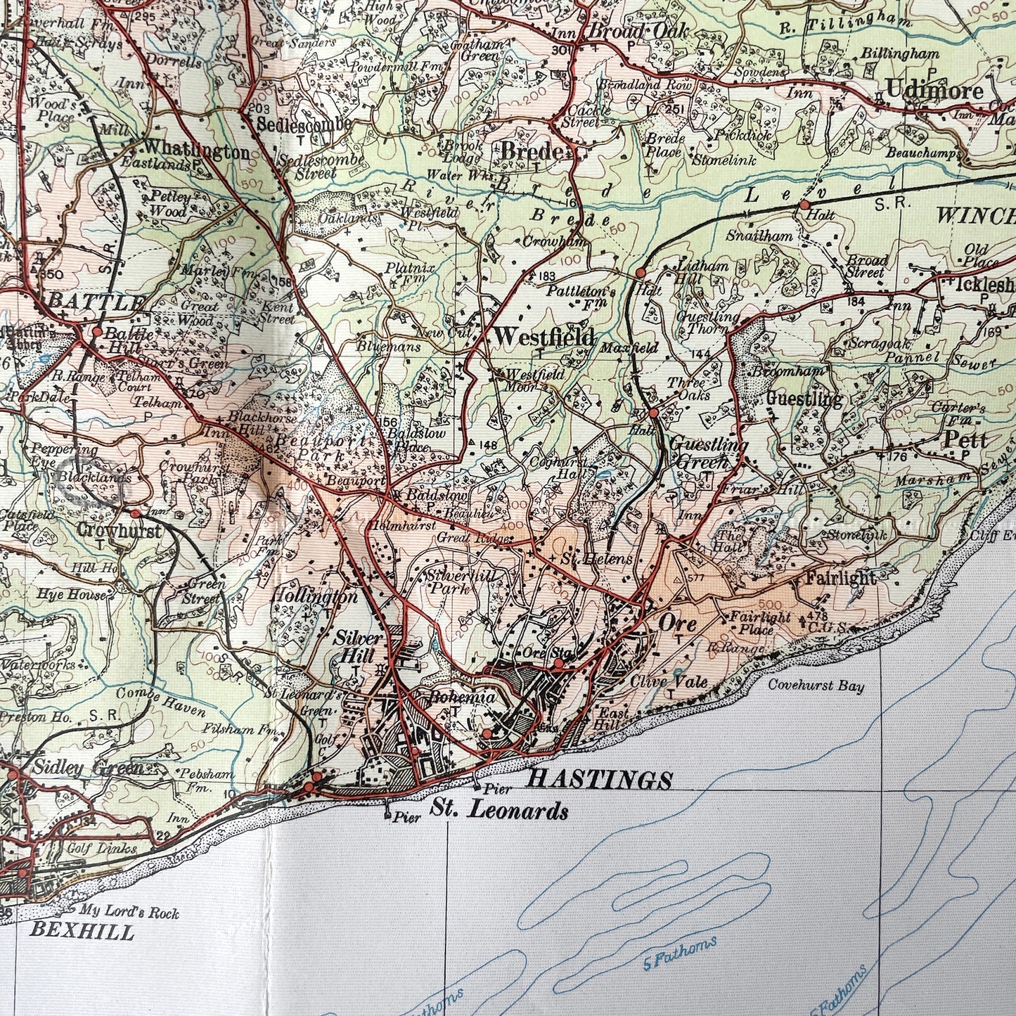 1932 Ordnance Survey Map of Chatham, Margate and Hastings - Option 1