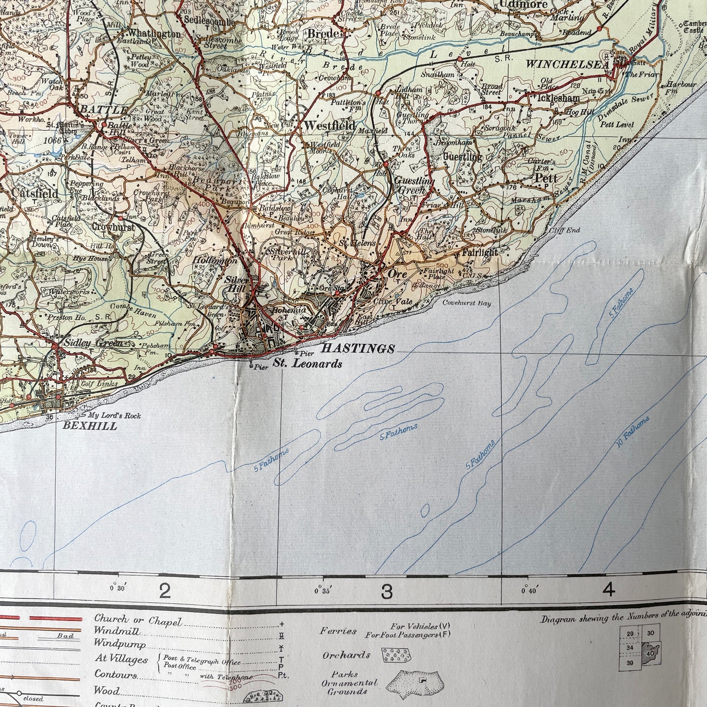 1928 Ordnance Survey Map of Chatham, Margate and Hastings - Option 2