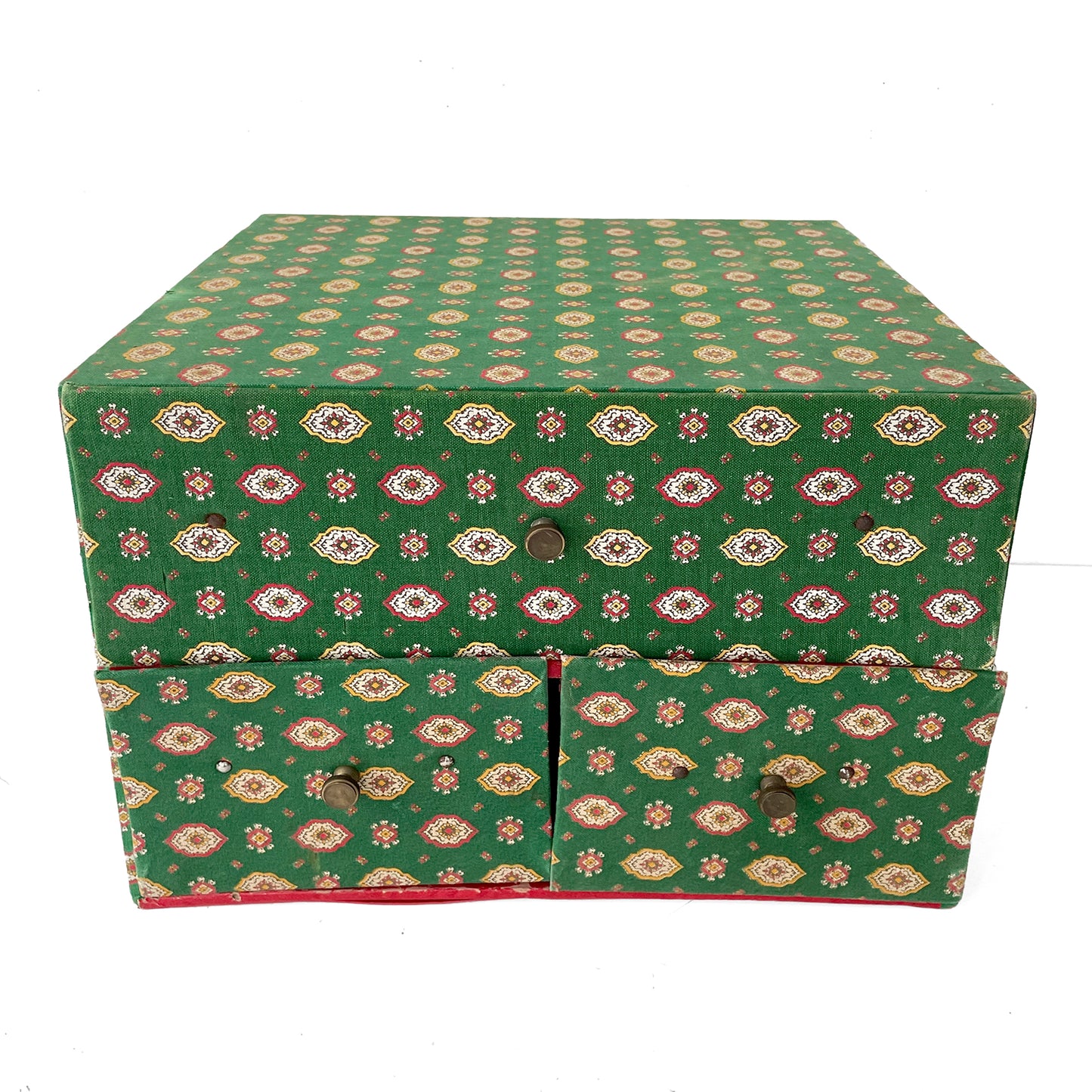 1950s French Fabric Covered Haberdashery Drawers