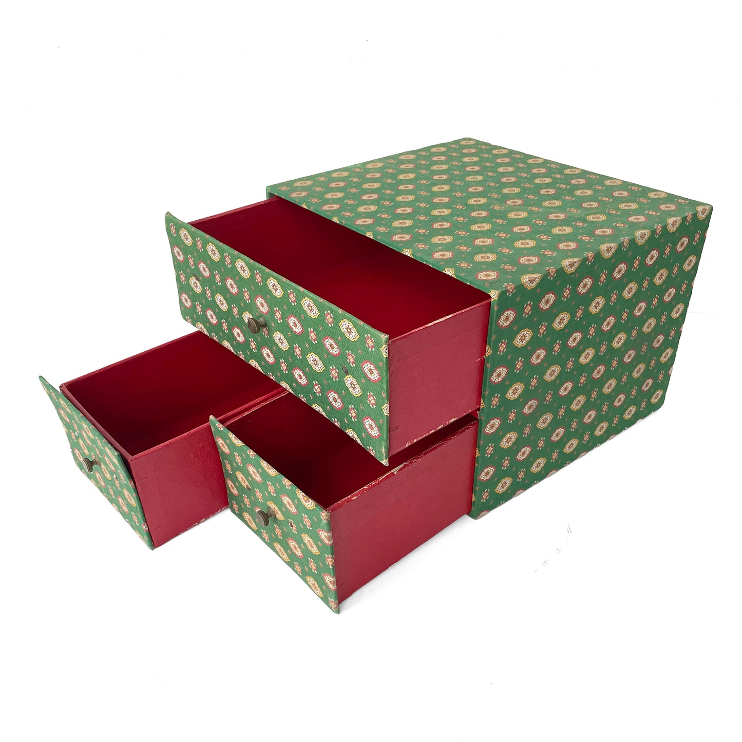 1950s French Fabric Covered Haberdashery Drawers