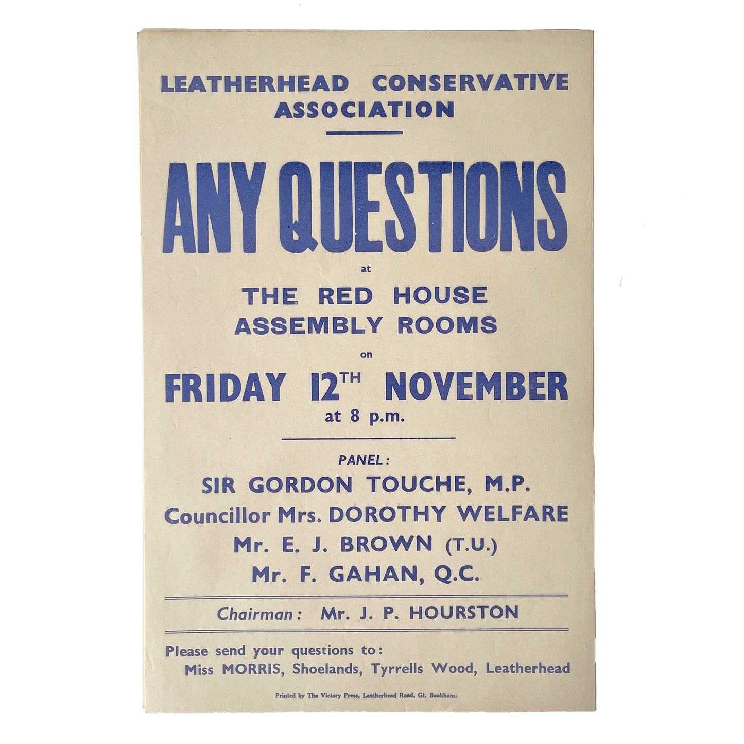 1950s Original Letterpress Printed Poster – Any Questions