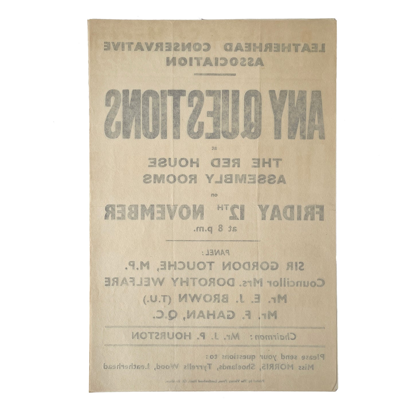 1950s Original Letterpress Printed Poster – Any Questions