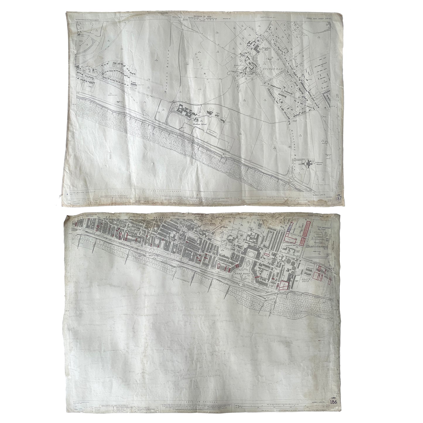 1931 & 1946 Ordnance Survey Maps of Brighton/Kemptown & Roedean