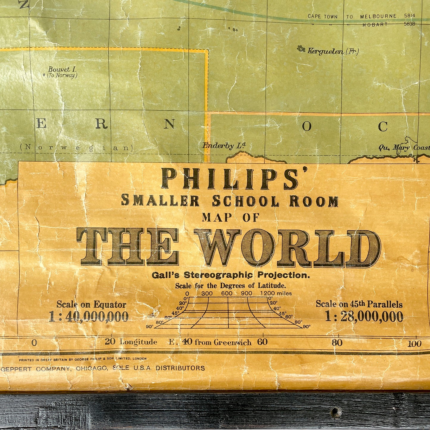 Classic 1943 Philips School Room Map of the World
