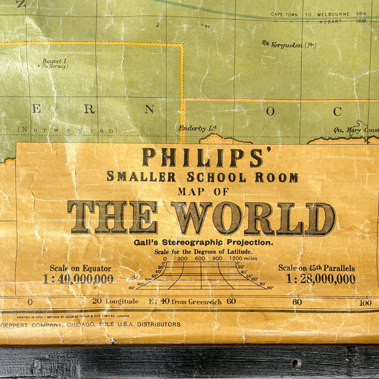 Classic 1943 Philips School Room Map of the World