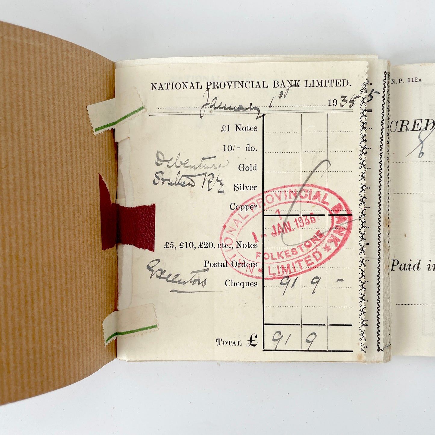 1935 to 1941 National Provincial Bank Cheque Book