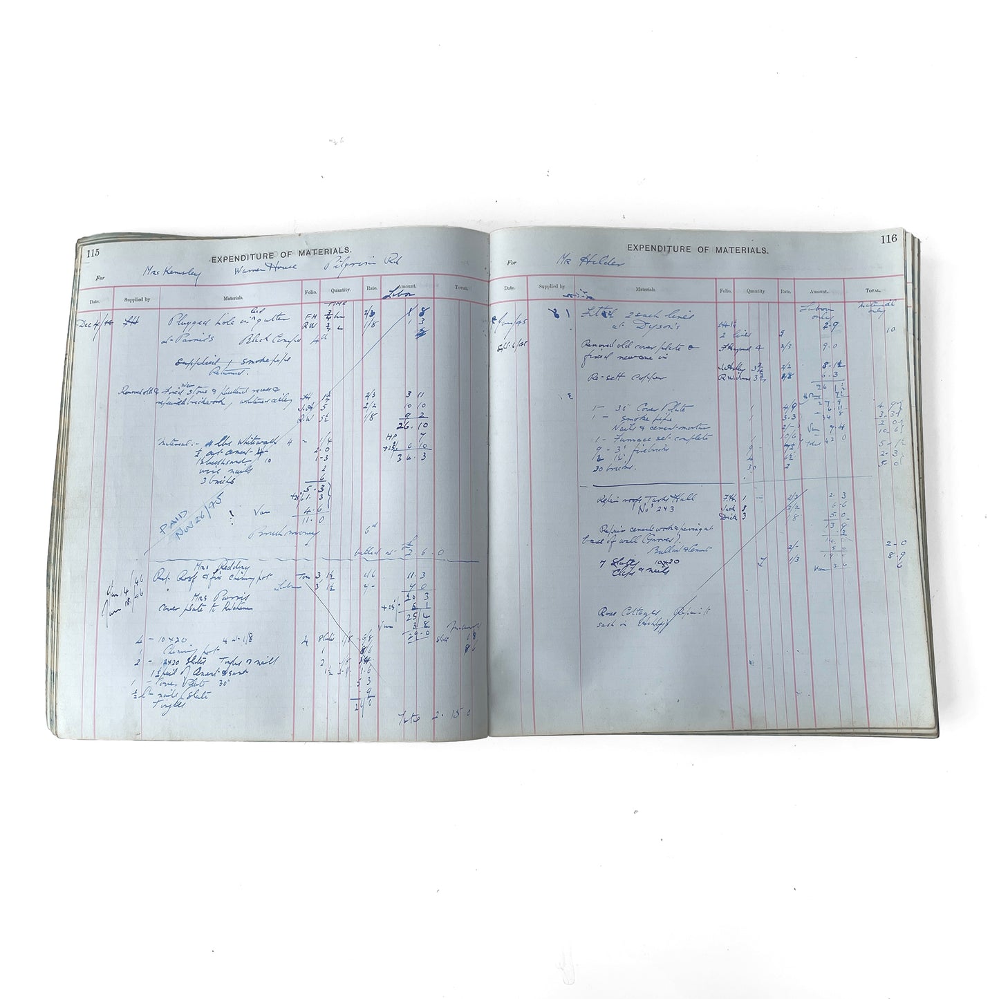 1944 – 1948 Builder’s Ledger