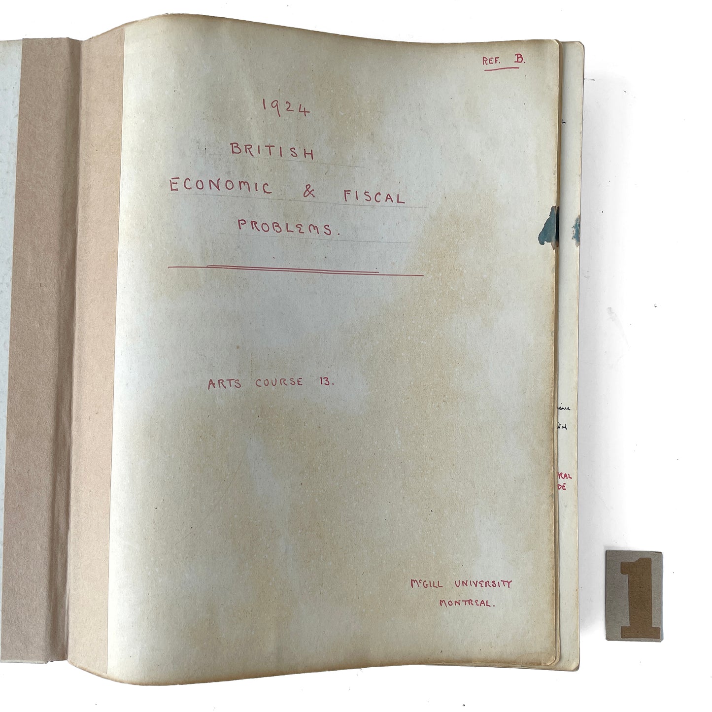 Fantastic 1924 Economics Handwritten Notebook - Option 1
