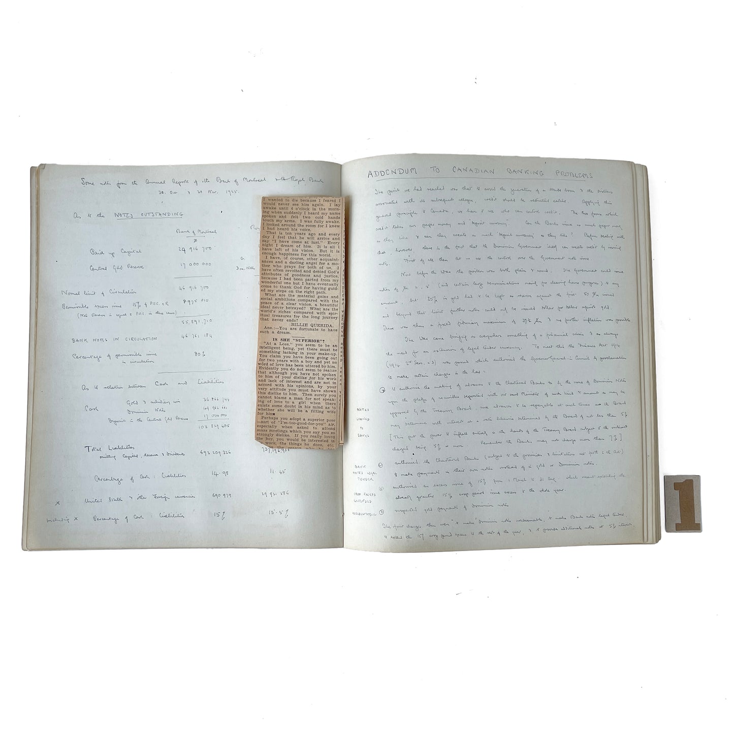 Fantastic 1924 Economics Handwritten Notebook - Option 1