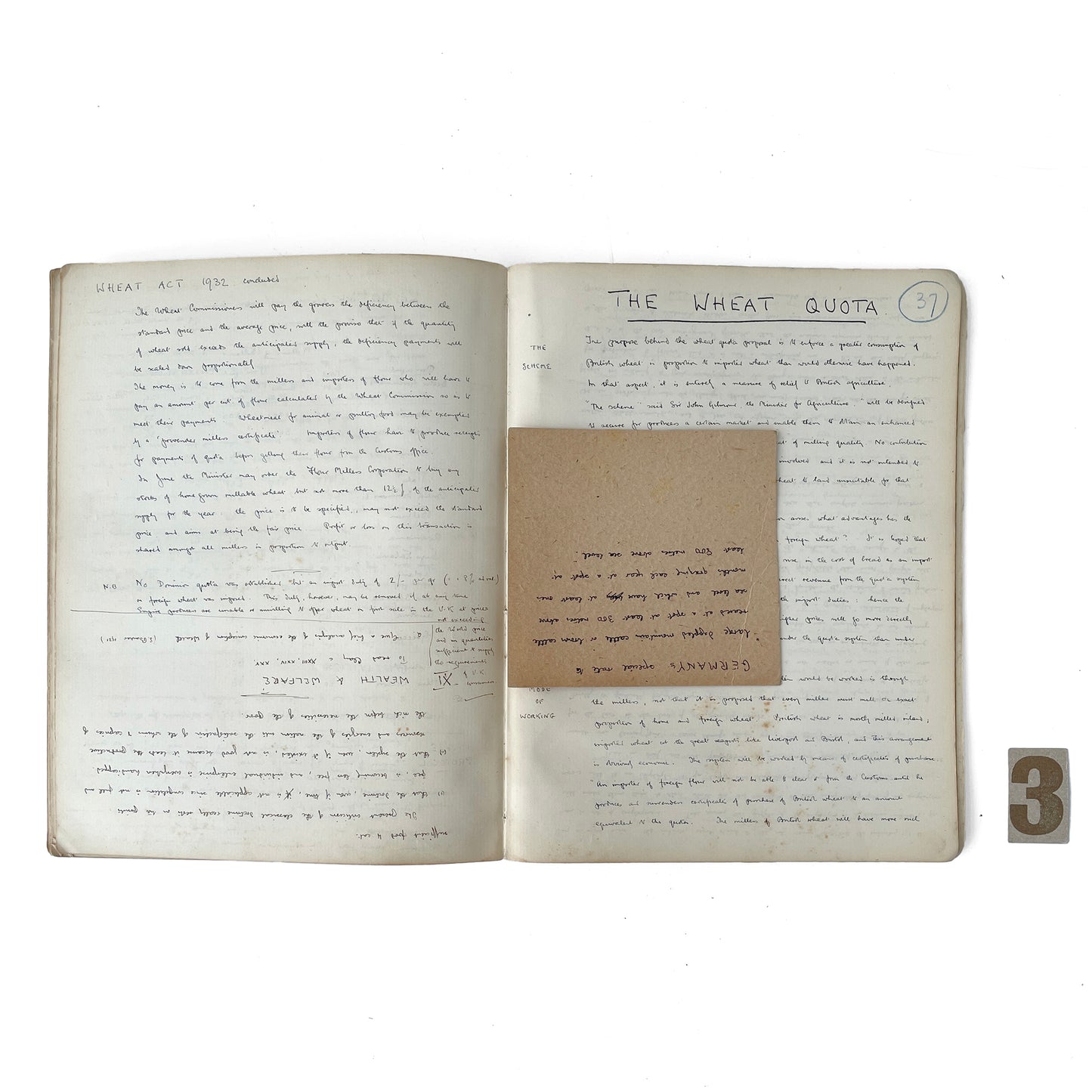 Fantastic 1920s Economics Handwritten Notebook - Option 3