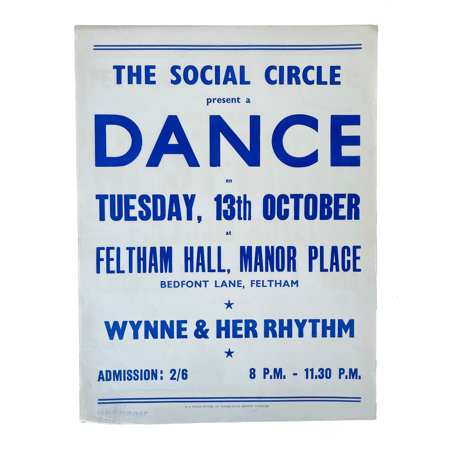 1950s Original Letterpress Printed Poster – The Social Circle - Dance