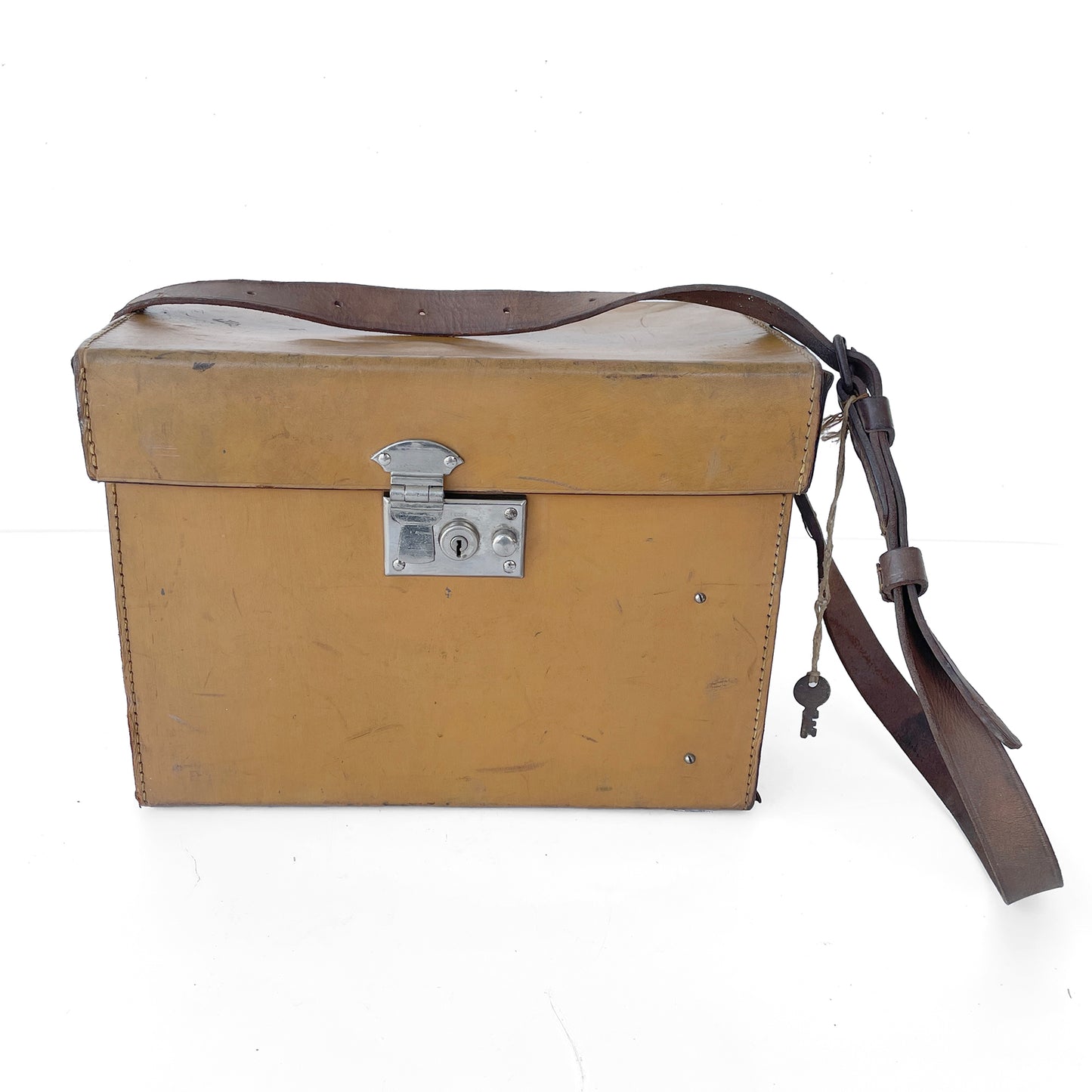 Early 20th Century Leather Box with Carry Handle