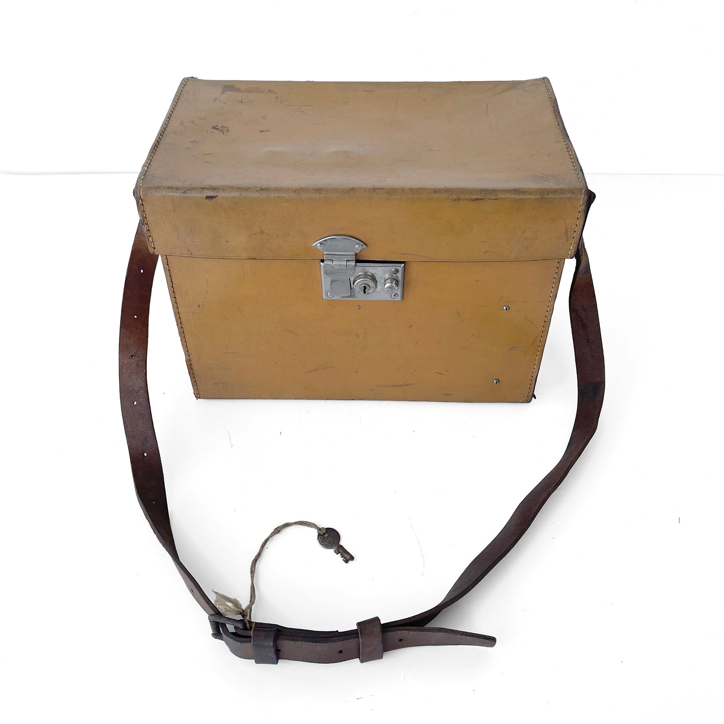 Early 20th Century Leather Box with Carry Handle