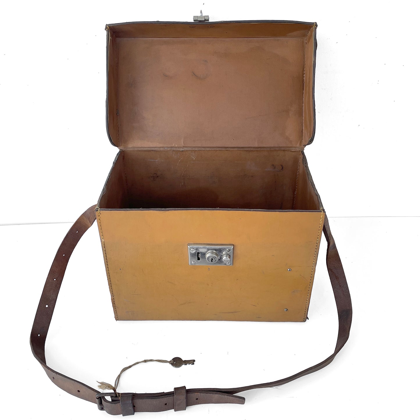 Early 20th Century Leather Box with Carry Handle