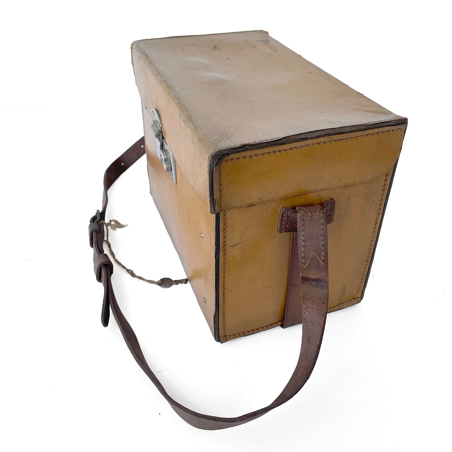 Early 20th Century Leather Box with Carry Handle