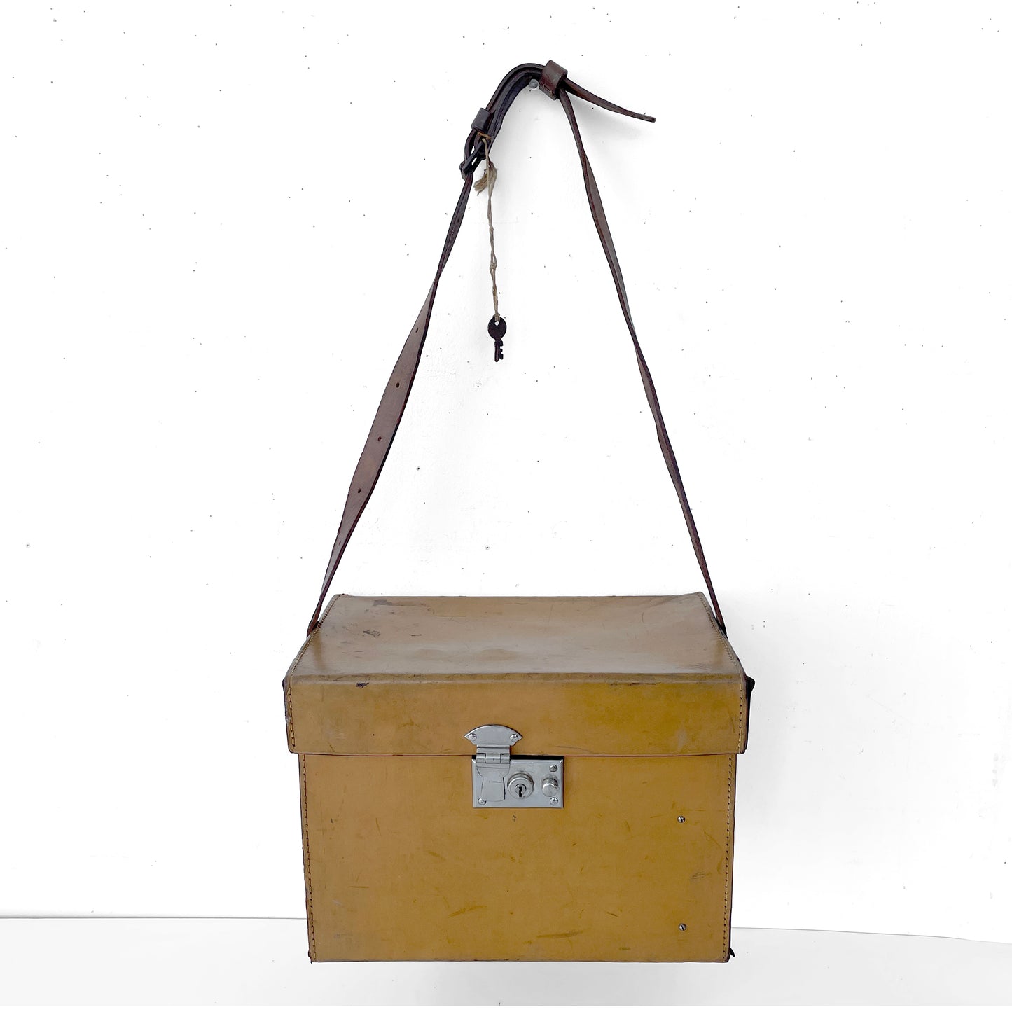 Early 20th Century Leather Box with Carry Handle