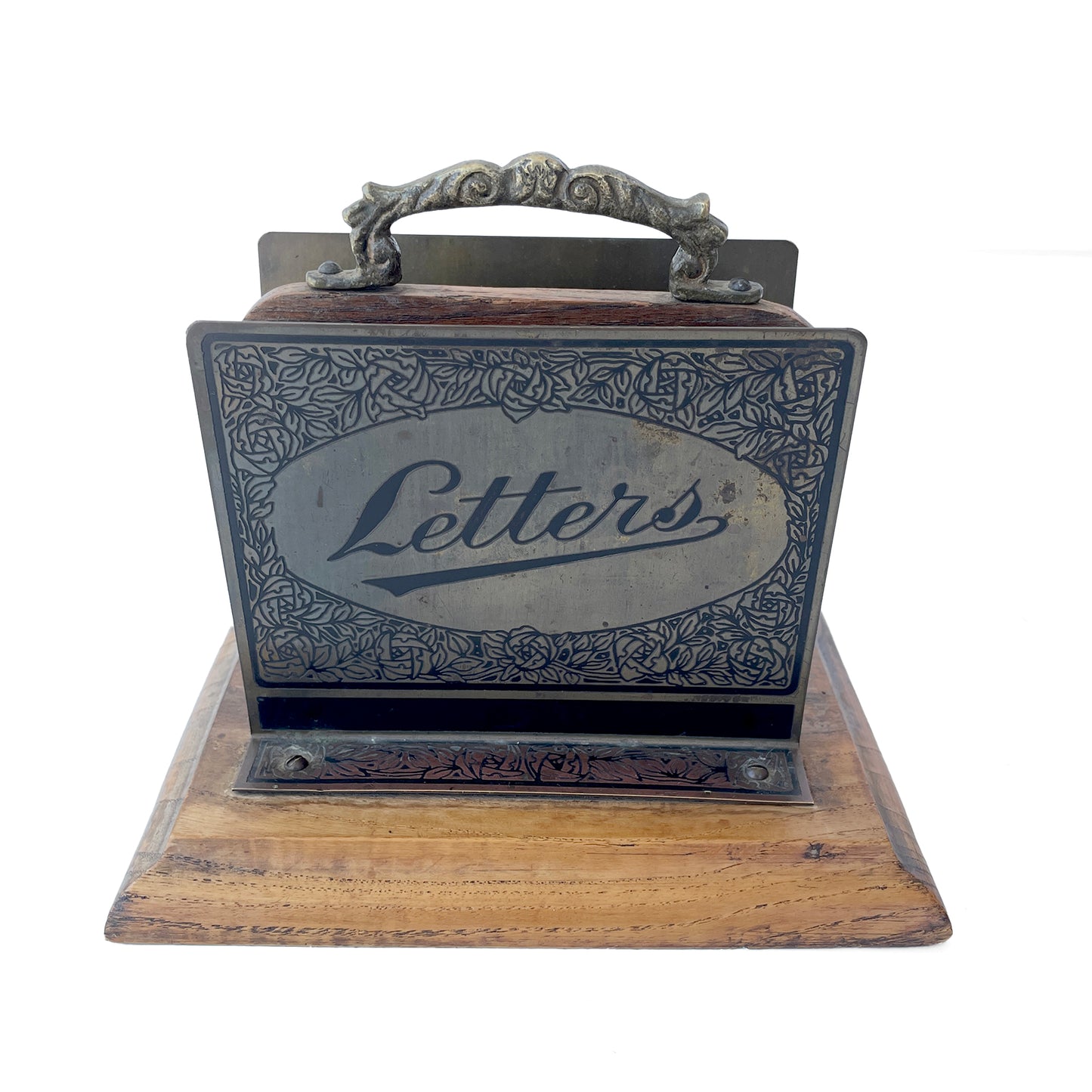 Early 20th Century Brass & Oak Letter Rack