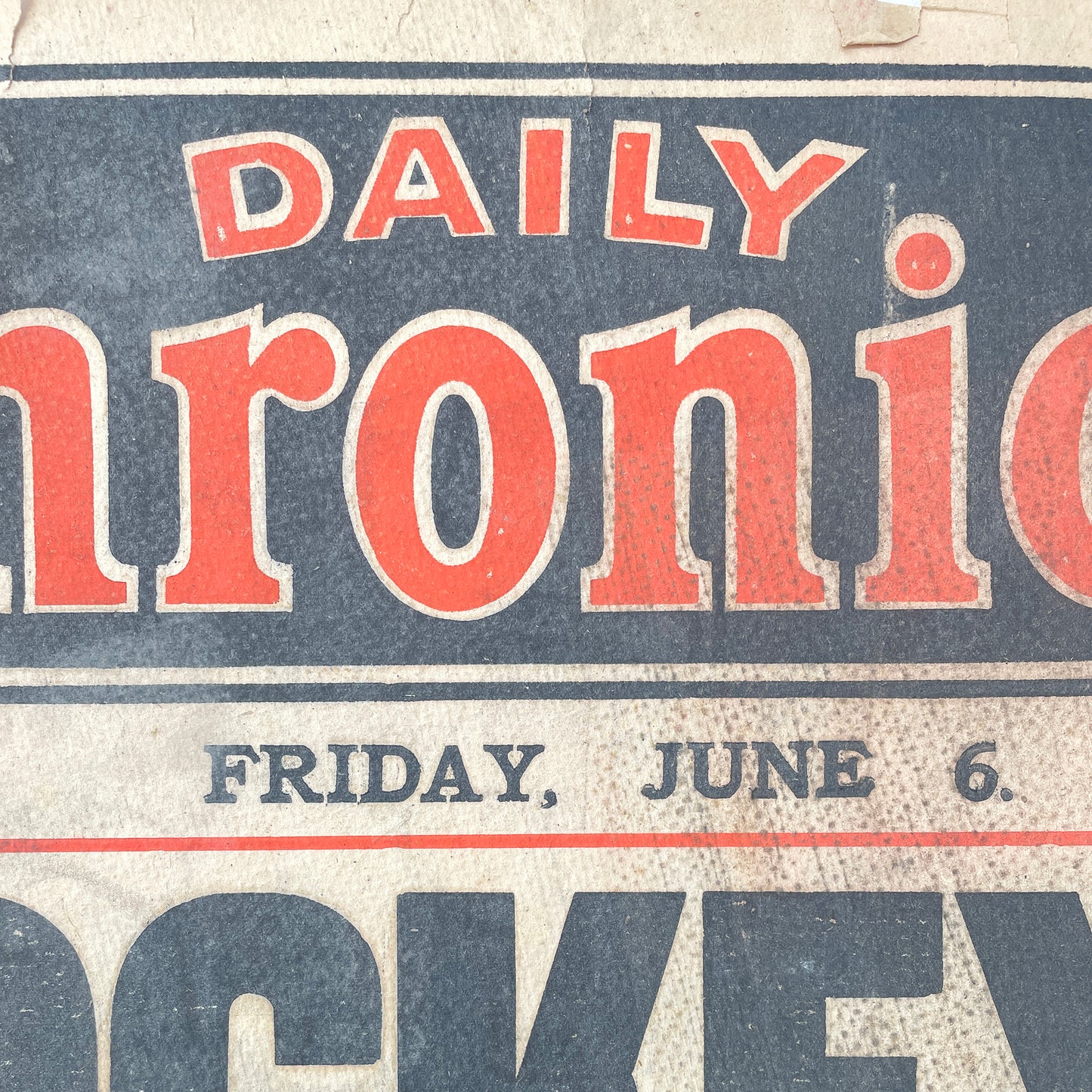 1913 Newspaper Headline Poster – ‘Daily Chronicle – Derby Outrage’
