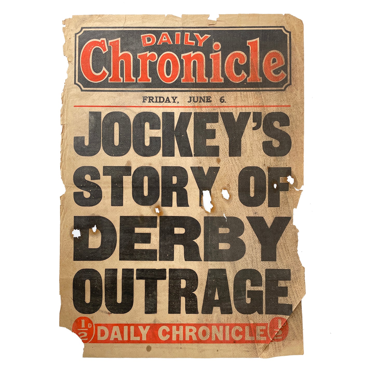 1913 Newspaper Headline Poster – ‘Daily Chronicle – Derby Outrage’