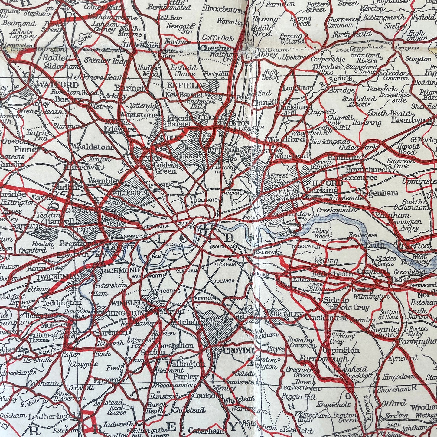 Early 20th Century Map of London & Southeast
