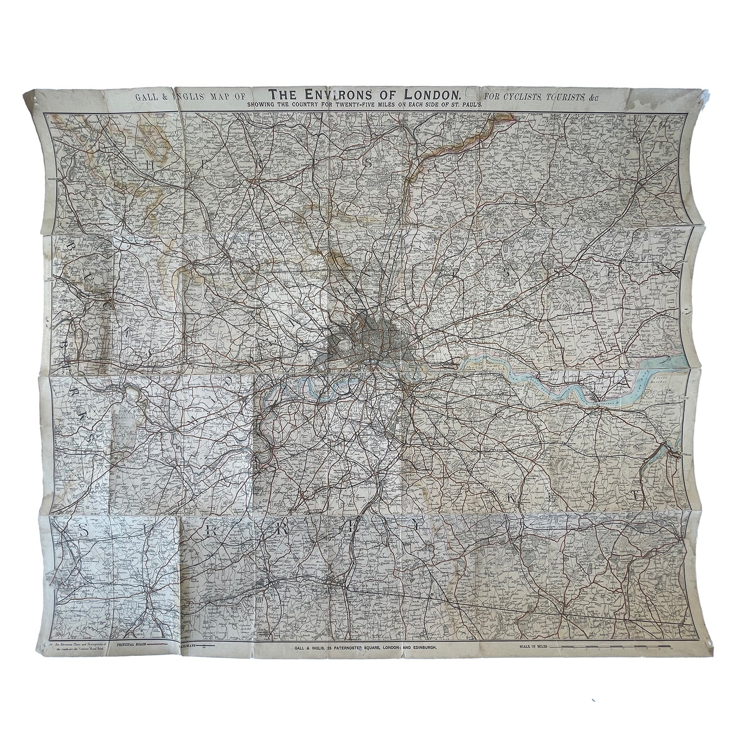 Early 20th Century Map of The Environs of London