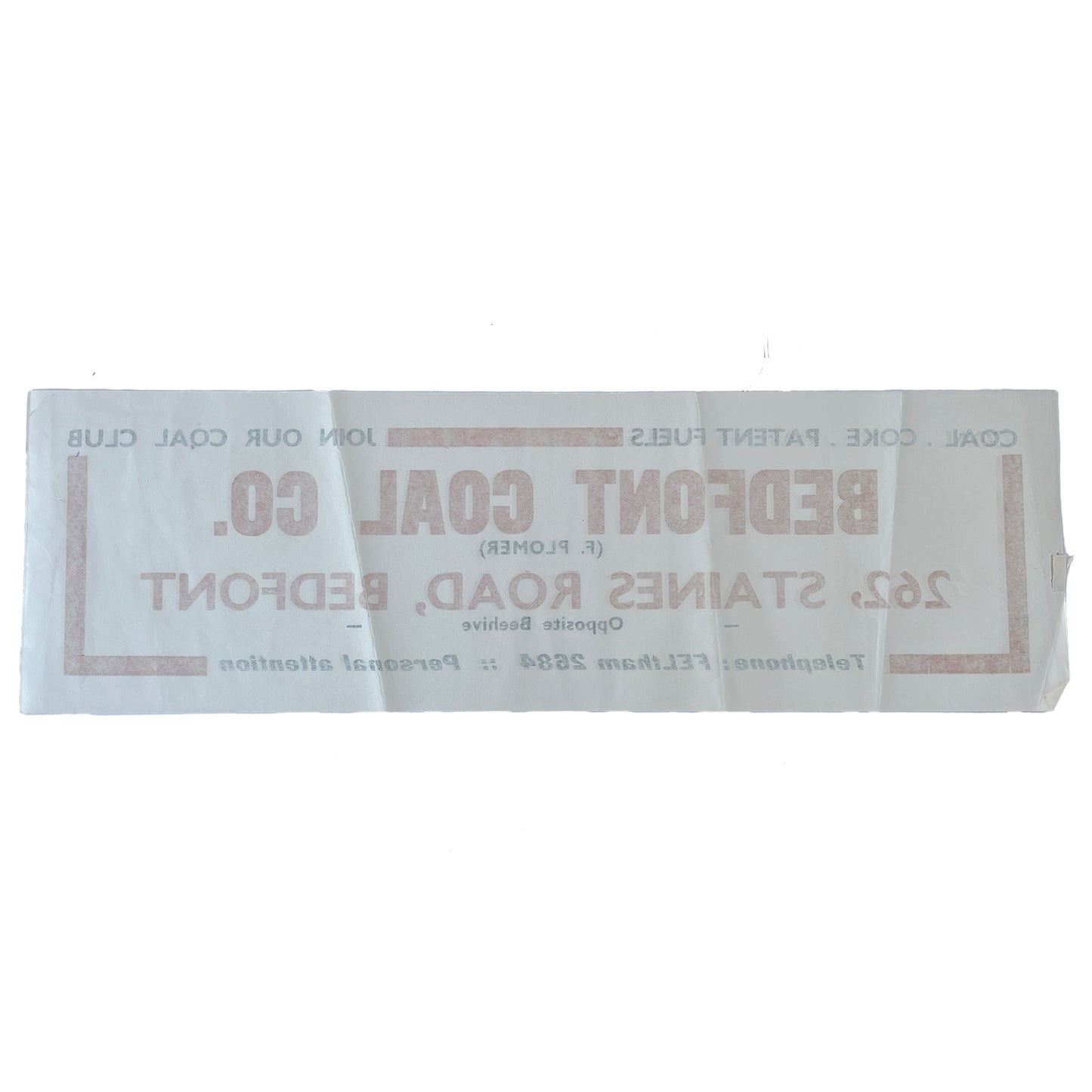 1950s Original Letterpress Printed Poster – Bedfont Coal Co – Coal Club