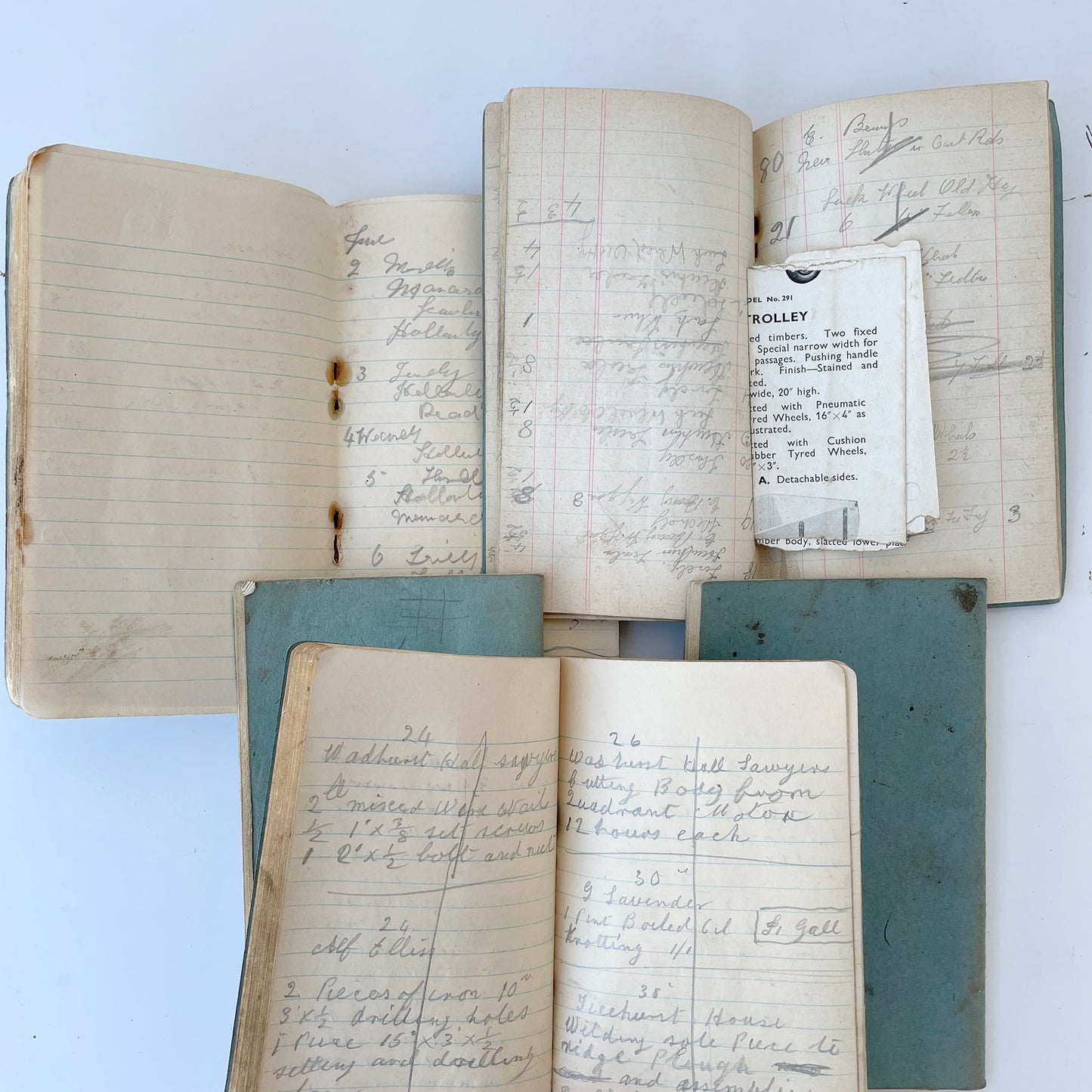 Collection of 5 1940s Handwritten Notebooks