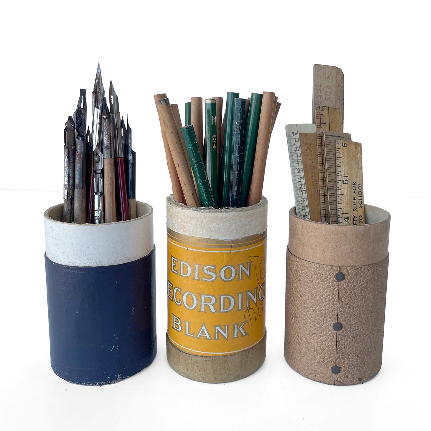 Set of 3 Early 20th Century Edison Card Cylinder